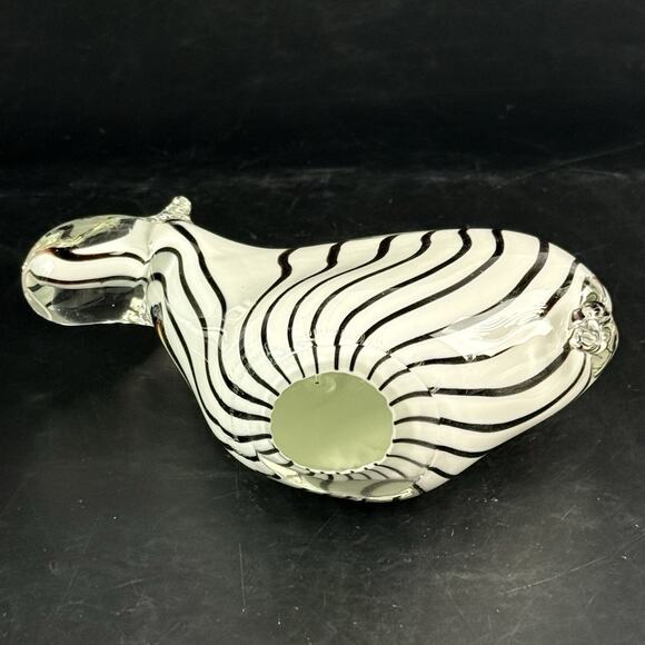Vintage Murano Style Art Glass Zebra Figurine Hand Blown Striped Horse Sculpture - Picture 6 of 11